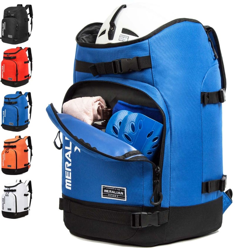 MERALIAN Ski Boot Bag - 50L Ski Boot Travel Backpack Waterproof Snowboard Boot Backpack for Travel Stores Gear Including Helmet, Goggles and Outerwear.(Blue-02) - Image 1